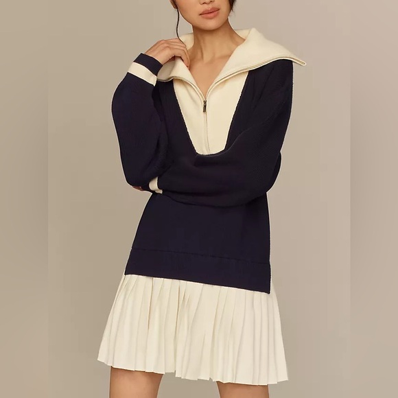 Maeve Dresses & Skirts - Anthropologie Maeve Varsity Sweater Twofer Mini Dress size small